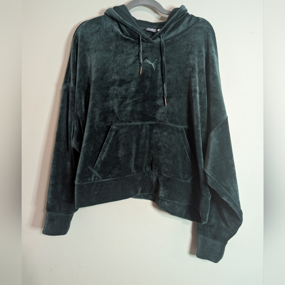 Puma HER Velour Women's Green Gables Hoodie X-Large